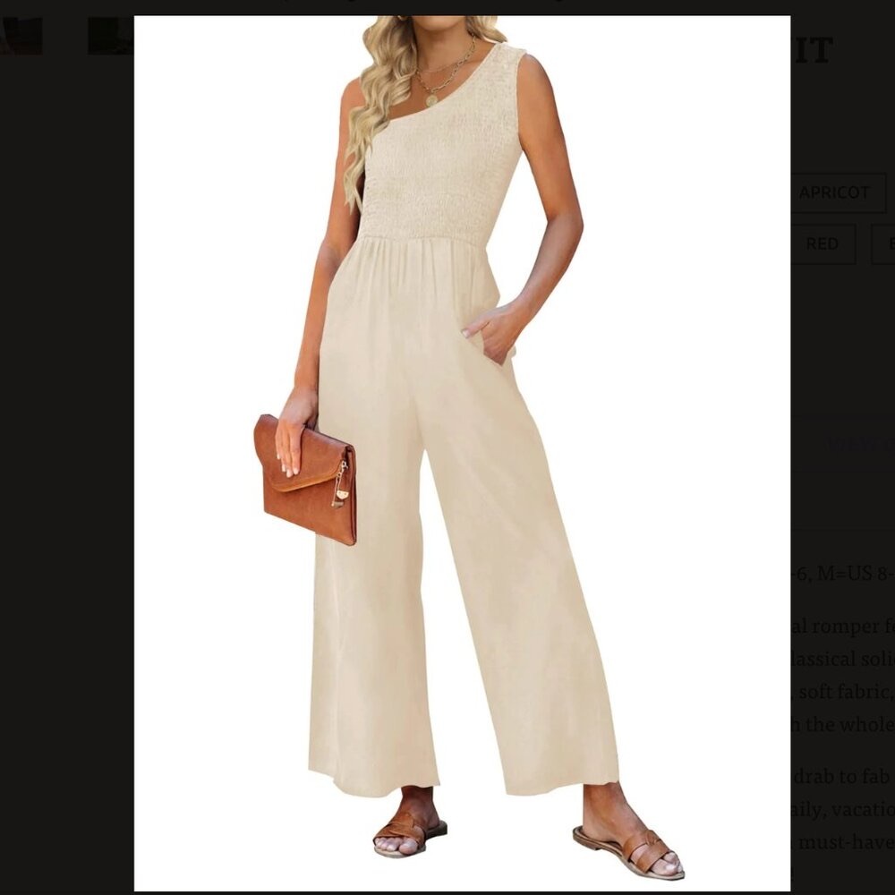 ZESICA One Shoulder Sleeveless Smocked Jumpsuit Yellow Mustard Medium